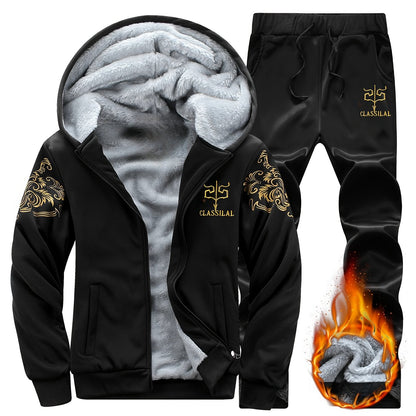 Աշնանային և ձմեռային տղամարդու սպորտային առօրյա կոստյում, տղամարդու թավշյա, հաստ գլխարկով սպորտային կարդիգան, մարզական կոստյում, տաք տնային հագուստ