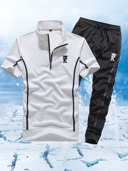 Տղամարդկանց ամառային առօրյա, կանգնող օձիքով, լարով ձգվող սպորտային հագուստի հավաքածու