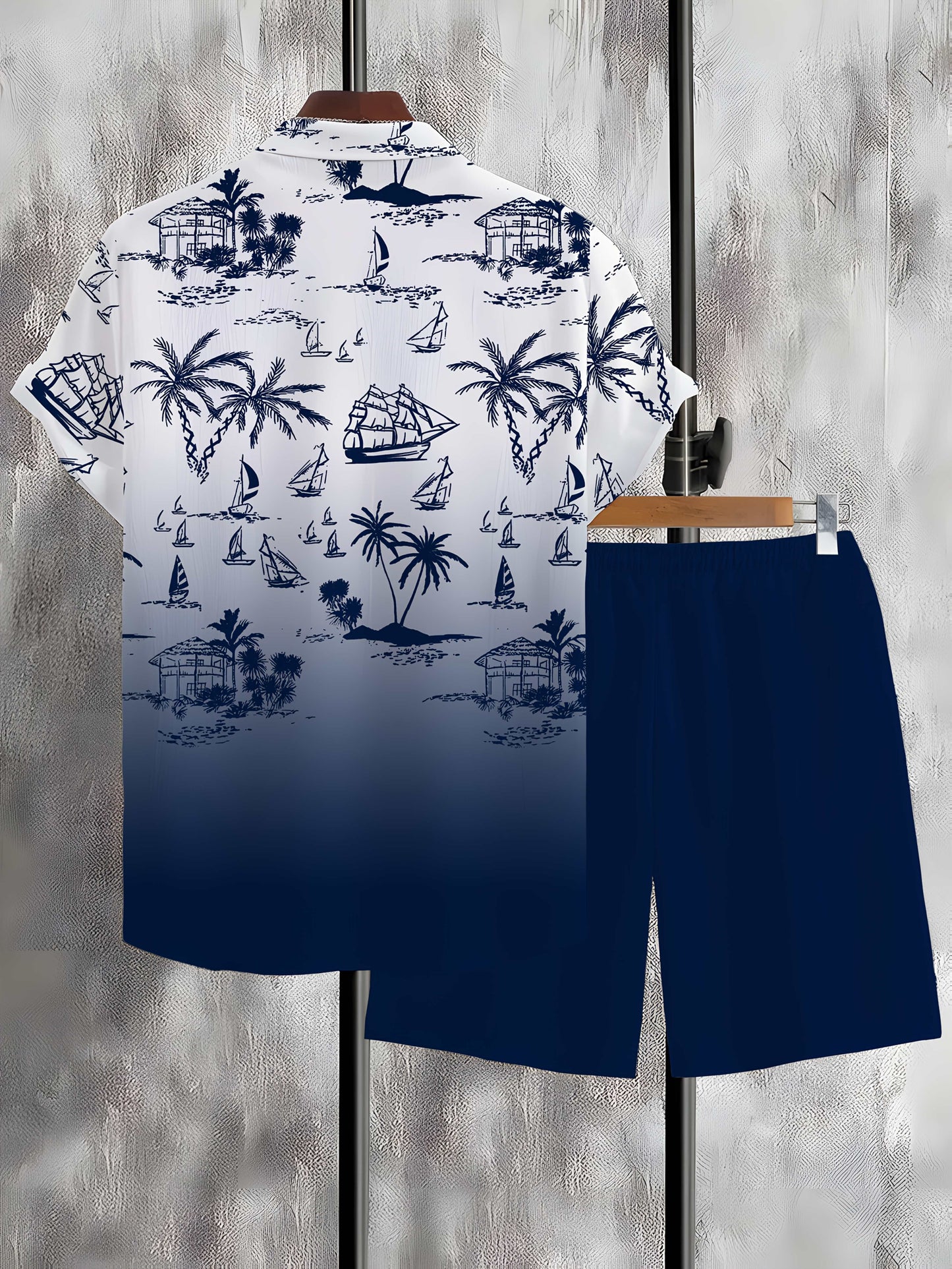 Տղամարդու 3D տպիչով տպագրված առօրյա վերնաշապիկի և շորտերի հավաքածու