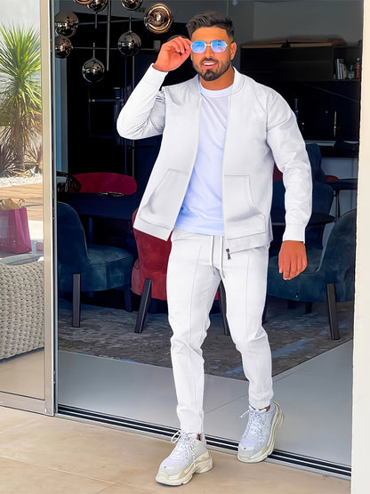 Բեյսբոլի օձիքով բաճկոնի և տաբատի հավաքածու՝ վաֆլի գործվածքից