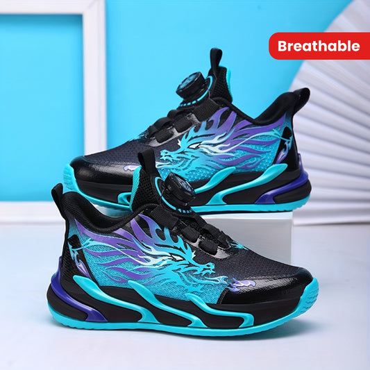 2025 թվականի գարուն-աշուն նոր տղաների վազքի կոշիկներ, ցածր կտորից վերնամաս, EVA ներբան, կտորից ներբան, գծավոր նախշերով, պտտվող ճարմանդով փակվող, շնչող, տղաների, միջնակարգ դպրոցի աշակերտների համար, փոքր և միջին չափսի