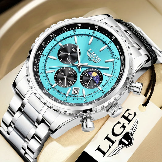LIGE Top Brand Luxury New Quartz Watch for Women, Luminous Fashion Timepiece for Ladies, Date Chronograph Sports Wristwatch, Men'S Watch