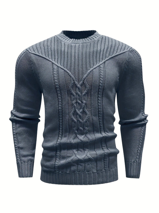 Fashion Knit Round Neck Sweater Pullover - Soft, Breathable, Medium Stretch, Long Sleeve, Casual Top for City Walks, Streets, Outings, Outdoor Activities - Perfect for Autumn and Winter