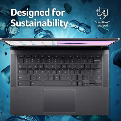 Acer Chromebook plus 514 Laptop with Google AI – 14" Full HD 1920 X 1080 IPS Touch Display | Intel Core I3-N305 | 8GB LPDDR5 | 128GB SSD | Wi-Fi 6E | FHD Camera | Chrome OS | CB514-4HT-375Z