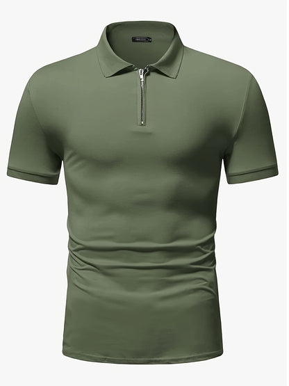 Տղամարդու առօրյա, ձգվող, միագույն, կայծակաճարմանդով և կոճղակապով գոլֆի վերնաշապիկ, ամառային, տղամարդու, փողոցային հագուստ