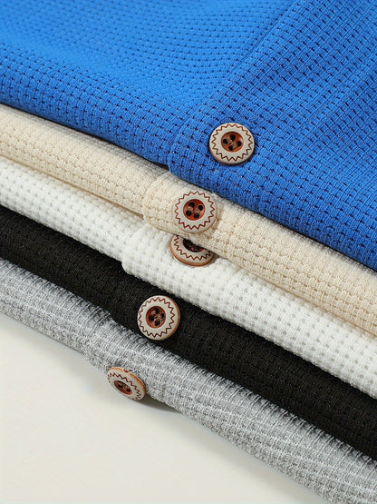 Տղամարդու առօրյա գլխարկով բաճկոն - փափուկ, շնչող պոլիեսթերից՝ կոճակներով դիզայնով և գրպաններով | Հիանալի է գարնանային, աշնանային և բացօթյա գործունեության համար, երկար թևքերով, նորաձև, ամենօրյա, հանգստի ոճով, ավանդական տարբերակով