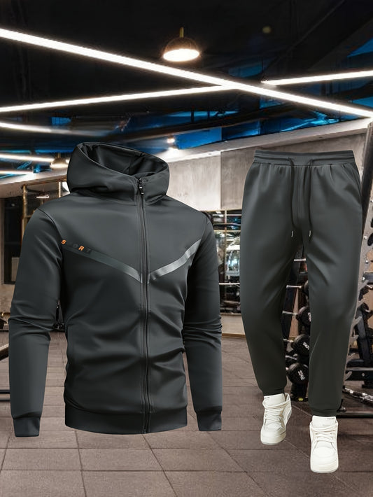 Տղամարդու սպորտային առօրյա կոստյում, գարնանային և աշնանային գլխարկով կարդիգան սվիտերի հավաքածու, բացօթյա սպորտային վազքի հագուստ, ֆիթնես, տնային հագուստ, բարձրորակ երկու կտոր տղամարդու վերին և ստորին հագուստ