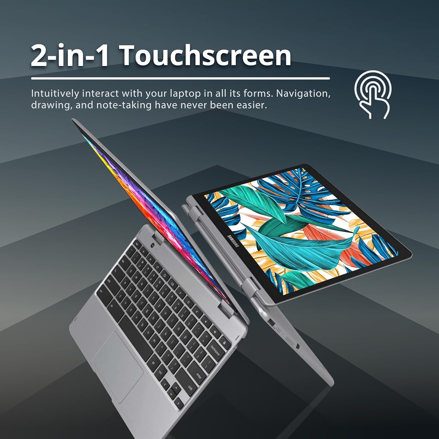 SAMSUNG plus V2 2-In-1 12.2" Touchscreen Chromebook Laptop, Intel Celeron 3965Y, 4GB RAM, 64GB Emmc, 1M Front Camera, Wi-Fi, Bluetooth, Microsd Reader, Stylus Pen, Chrome OS, Silver, 128GB USB Card