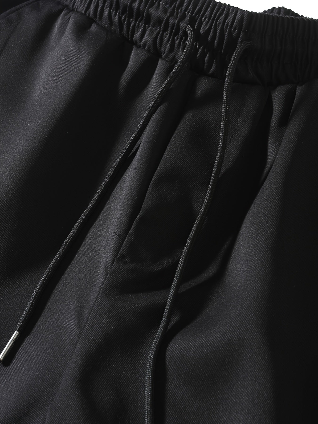 Men'S Fashion Cargo Pants, 100% Polyester Woven Fabric, All-Season Loose Fit with Drawstring Waist, Multi-Pocket Design, Solid Color, Mid Waist, Regular Length, Non-Stretch, Casual Joggers for Weekend - 160g/m²