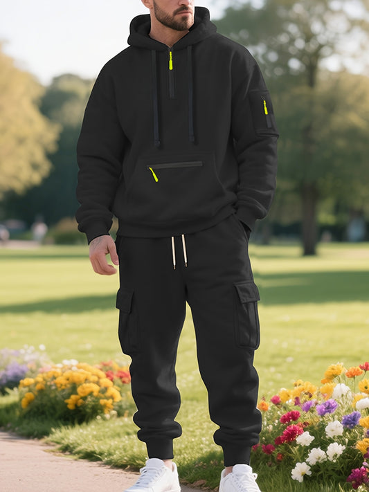 Տղամարդու հարմարավետ բրդյա վերնաշապիկի և սպորտային տաբատի հավաքածու - ամենօրյա, մեծ չափսի, երկար թևքերով և գրպաններով, միագույն, իդեալական է աշուն/ձմեռ, հարմարավետ հագուստի համար | Հանգիստ չափսի վերնաշապիկ | Բրդյա կառուցվածք, անհրաժեշտ վերնաշապիկ