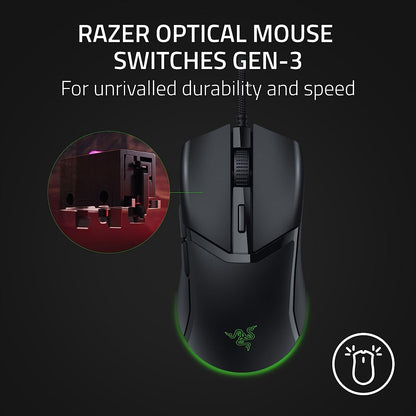 Razer Cobra Gaming Mouse: 58G, Gen-3 Optical Switches, Chroma RGB Lighting, 8500 DPI Sensor, PTFE Feet, Speedflex Cable - Black