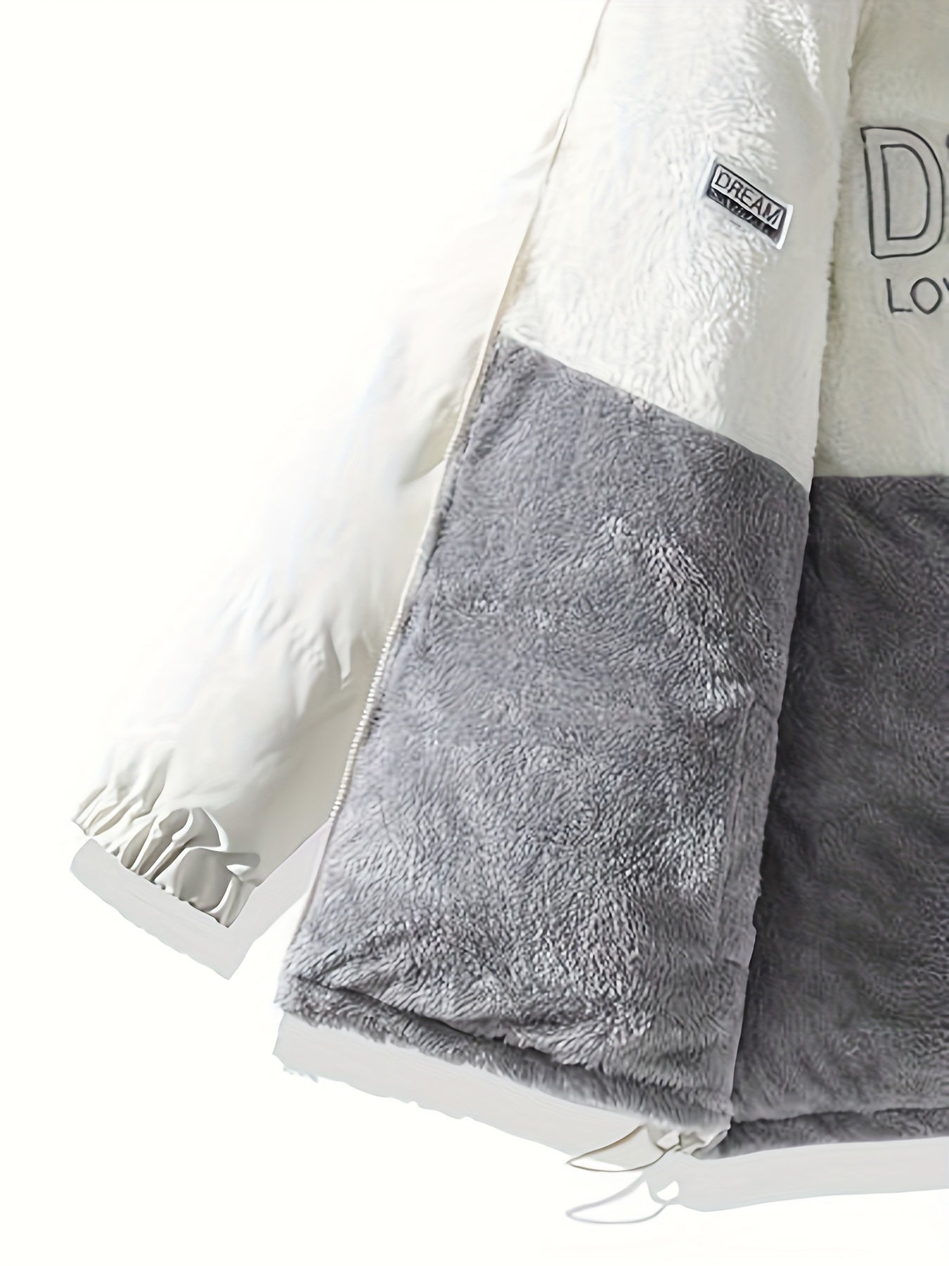 Men'S Double-Sided Fleece-Lined Thickened Jacket - Casual Stand Collar with Letter Print, Regular Fit, Pockets, Polyester Fill, Versatile for Fall/Winter, Winter Jacket