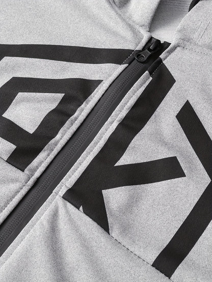 Տղամարդու AK տառերով տպագրությամբ երկար թևքերով վերնաշապիկ՝ կայծակաճարմանդով և երկար տաբատով, երկկտոր հավաքածու, թեթևակի ձգվող հարմարավետ հագուստ գարնան և աշնան համար