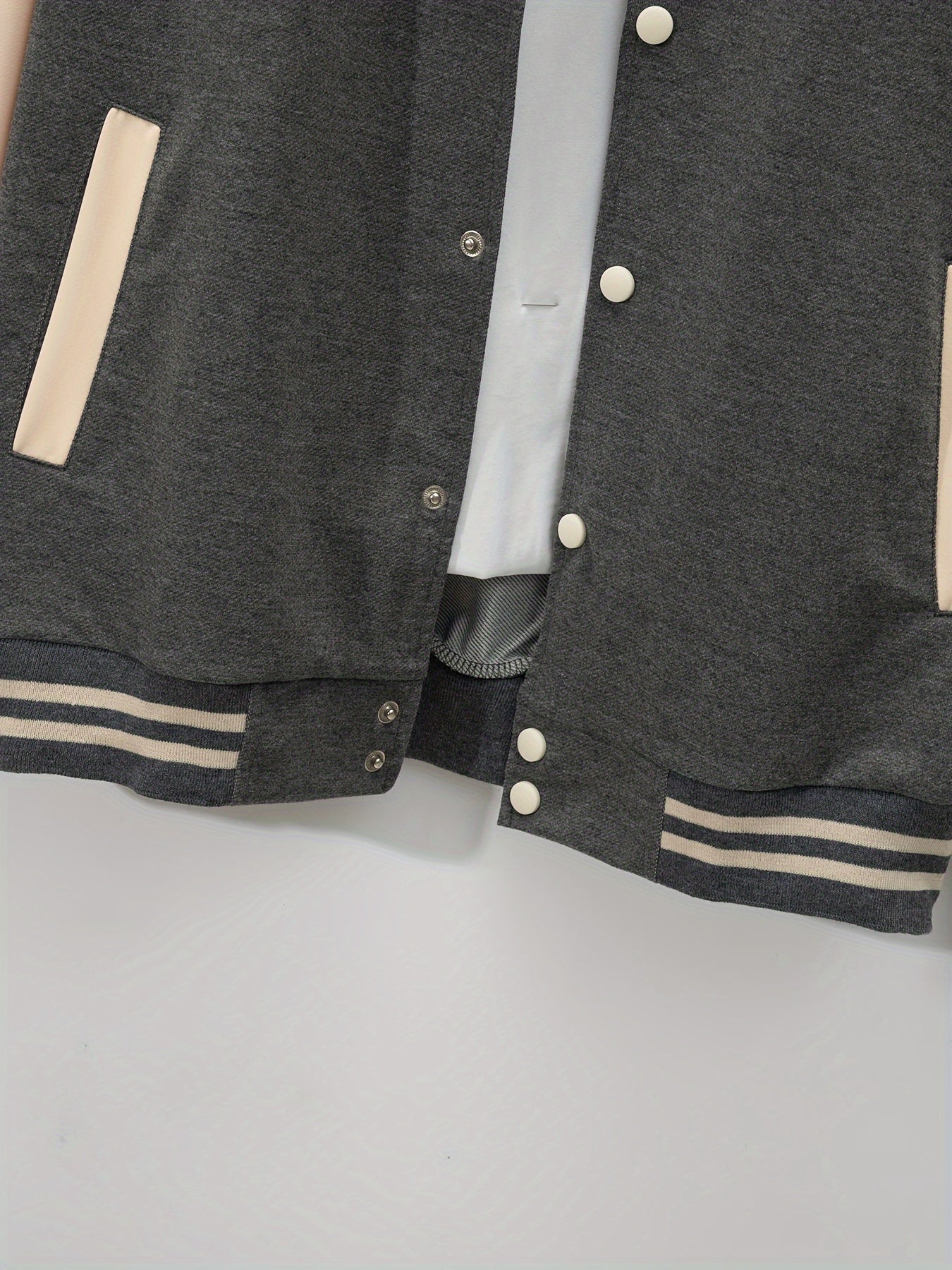 Տղամարդու ամենօրյա բեյսբոլի բաճկոնի և տաբատի հավաքածու - գունային բլոկ, պոլիեսթեր, կոճակներով և գոտու դետալներով՝ գարնանային/աշնանային համար