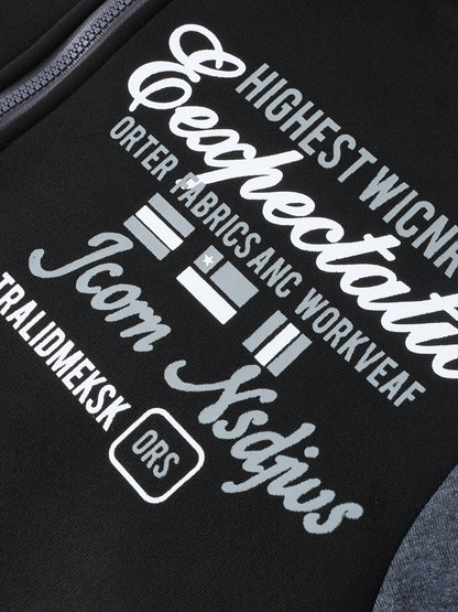 Men'S Bold Print Urban Streetwear Pullover Hoodie & Pants Set - Black & Red with "Saint" Design, Polyester, Long Sleeve, Regular Fit, Spring/Fall Casual Wear, Casual Streetwear Outfit|Bold Print Hoodie|Stretchy Fabric