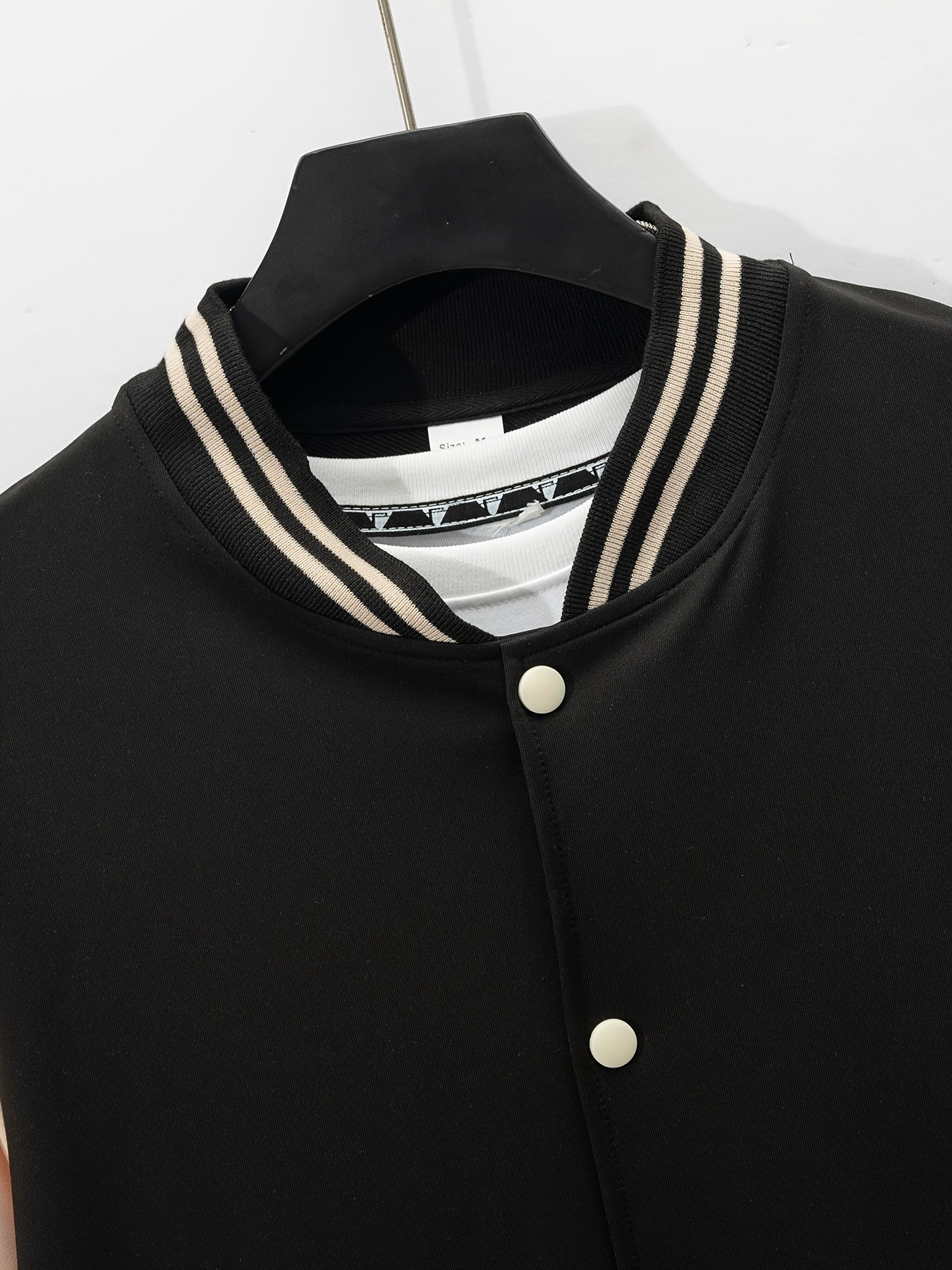 Տղամարդու ամենօրյա բեյսբոլի բաճկոնի և տաբատի հավաքածու - գունային բլոկ, պոլիեսթեր, կոճակներով և գոտու դետալներով՝ գարնանային/աշնանային համար