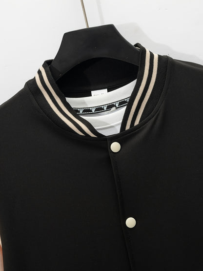 Տղամարդու ամենօրյա բեյսբոլի բաճկոնի և տաբատի հավաքածու - գունային բլոկ, պոլիեսթեր, կոճակներով և գոտու դետալներով՝ գարնանային/աշնանային համար