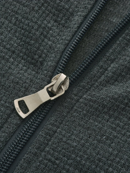 1 հատ տղամարդու ամենօրյա պոլիեսթերային կայծակաճարմանդով բաճկոն՝ օձիքով, միագույն, թեթևակի ձգվող, հյուսված կտորից, սովորական չափսերով, առանց աստառի - Գարուն/աշուն վերնազգեստ