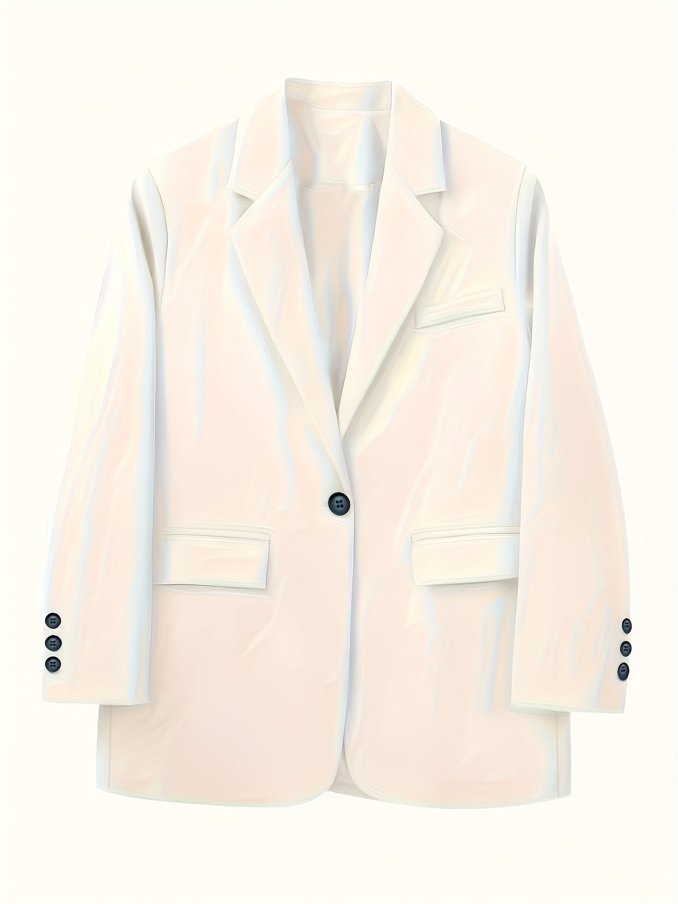 Կանացի շքեղ, առօրյա բլեյզեր՝ պոլիեսթերից, միագույն, երկար թևքերով, կոճակներով առջևի մասով և գրպաններով, ազատ չափսով, գարնանային/աշնանային բաճկոն, առօրյա հագուստի բաճկոն | մինիմալիստական ​​| մեկ օղակով բաճկոն