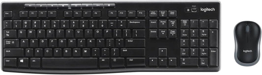 Logitech MK270 Wireless Keyboard and Mouse Combo for Windows, 2.4 Ghz Wireless, Compact Mouse, 8 Multimedia and Shortcut Keys, for PC, Laptop - Black