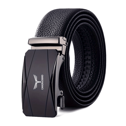 Men'S Fashionable Automatic Buckle Belt - Black, Adjustable, PVC Material, Stylish Design for Casual Attire, Casual Attire Accessory | Modern Casual Belt | Durable Belt Material, Belts for Men