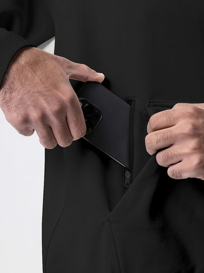 2 հատ տղամարդու միագույն երկարաթև սվիտերի և տաբատի հավաքածու՝ գլխարկով, ամենօրյա սպորտային և ֆիթնես հավաքածու