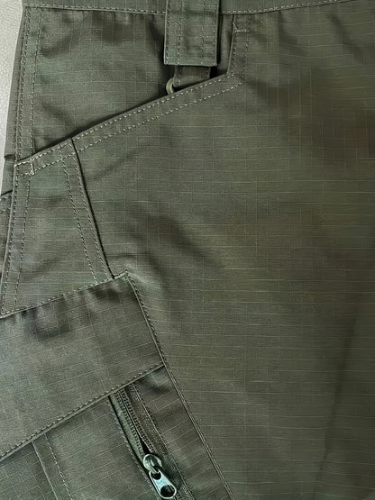 Տղամարդկանց տակտիկական տաբատ պոլիեսթեր 100% սպորտային ոճով, չձգվող պինդ բեռների տաբատ՝ գրպաններով արշավների և պատահական հանգստյան օրերի համար, չորս սեզոնային հագուստ, սովորական պիտանի մեծահասակների հյուսված տաբատ