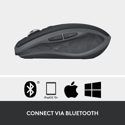 Logitech MX Anywhere 2S Bluetooth Edition Wireless Mouse - Use on Any Surface, Hyper-Fast Scrolling, Rechargeable, Control up to 3 Apple Mac and Windows Computers and Laptops
