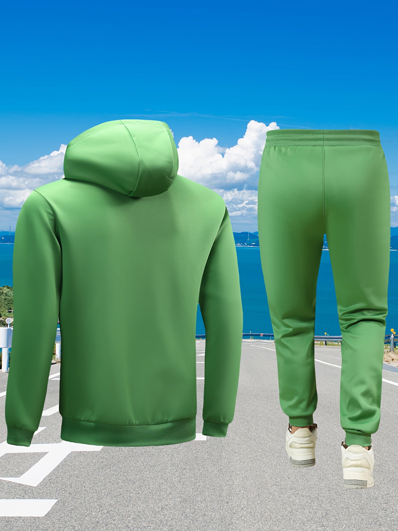 Տղամարդկանց առօրյա սպորտային հագուստի հավաքածու. Բարձրորակ գլխարկով սվիտեր և մարզաշապիկ վազքի, ֆիթնեսի և տնային հագուստի համար - Գարուն/աշուն երկկտոր հագուստ
