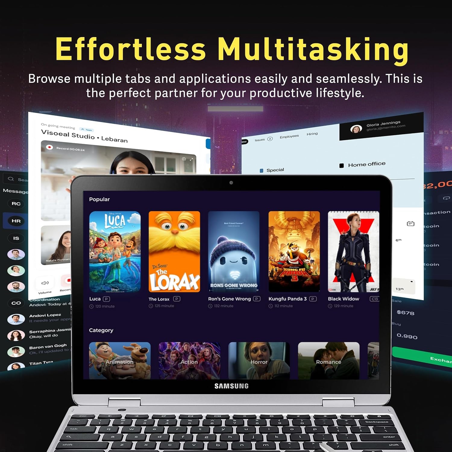 SAMSUNG 12.2" FHD 2-In-1 Touchscreen Chromebook plus Laptop for Business&Students, Intel Dual-Core, 4GB RAM, 224GB Storage(64Gb Emmc+160Gb Docking Station Set), Stylus Pen, Wireless Mouse, Silver