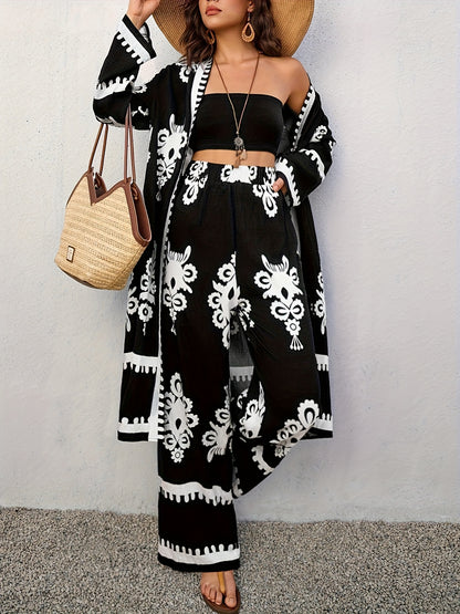 Կանացի ծաղկային նախշերով կիմոնո՝ 2 հատանոց հավաքածու