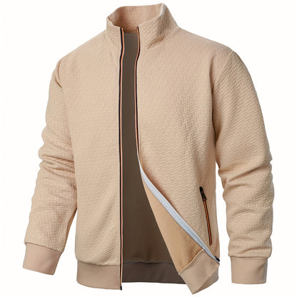 Տղամարդու առօրյա կայծակաճարմանդով ժակարդե բաճկոն, նորաձև, կանգնած օձիքով վերարկու՝ գարնանային, աշնանային և ձմեռային համար, վերնաշապիկ՝ վերնաշապիկով