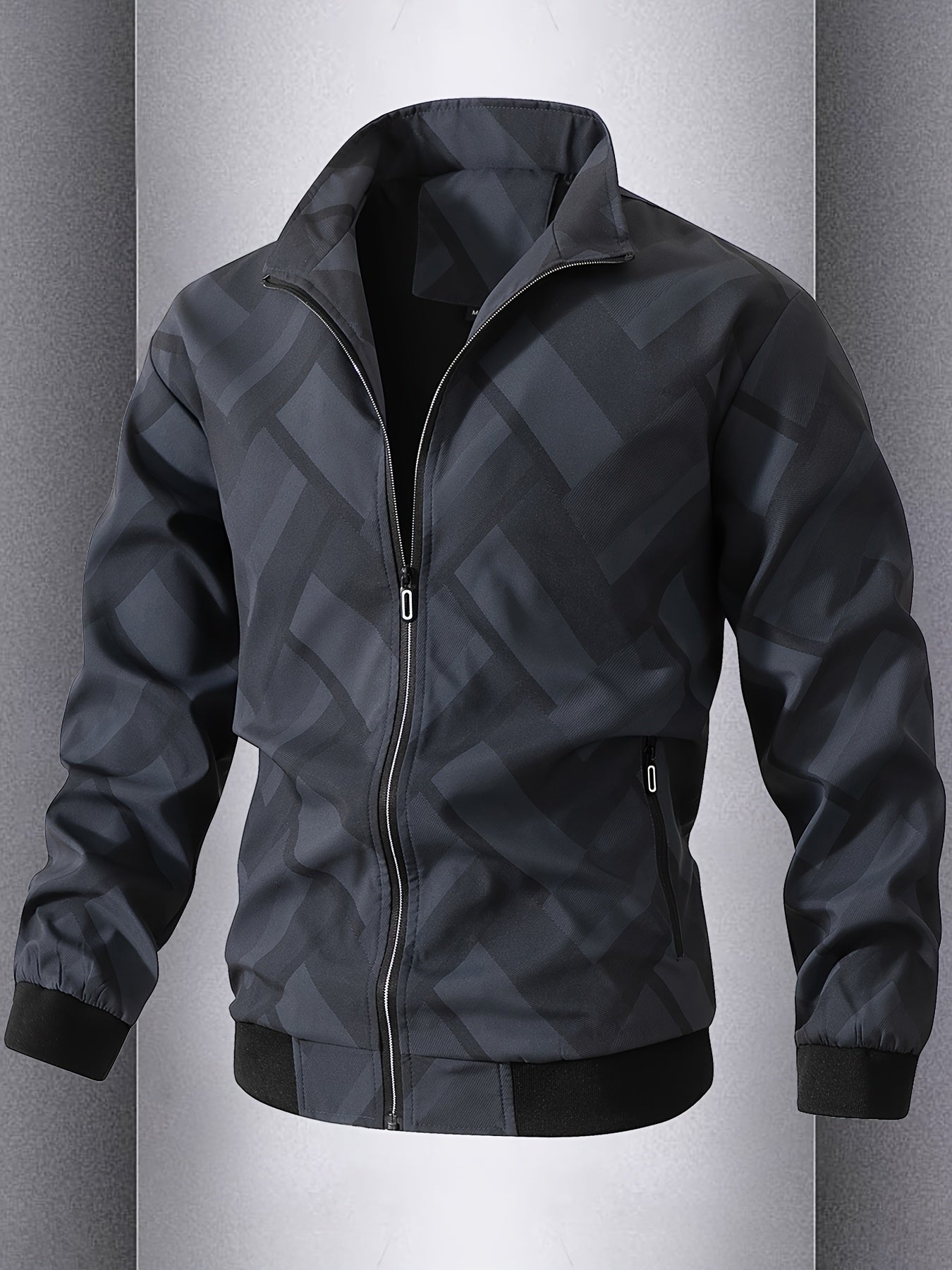 Men'S Lightweight Softshell Jacket - Olive Green/Black/Gray/ - Stand Collar Windproof Coat with Zippered Pockets - Non-Stretch Fabric for Hiking, Gym, Casual Outdoors - Spring/Fall Athletic Outerwear - Easy-Care Sportswear, H