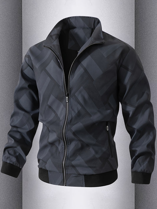 Men'S Lightweight Softshell Jacket - Olive Green/Black/Gray/ - Stand Collar Windproof Coat with Zippered Pockets - Non-Stretch Fabric for Hiking, Gym, Casual Outdoors - Spring/Fall Athletic Outerwear - Easy-Care Sportswear, H