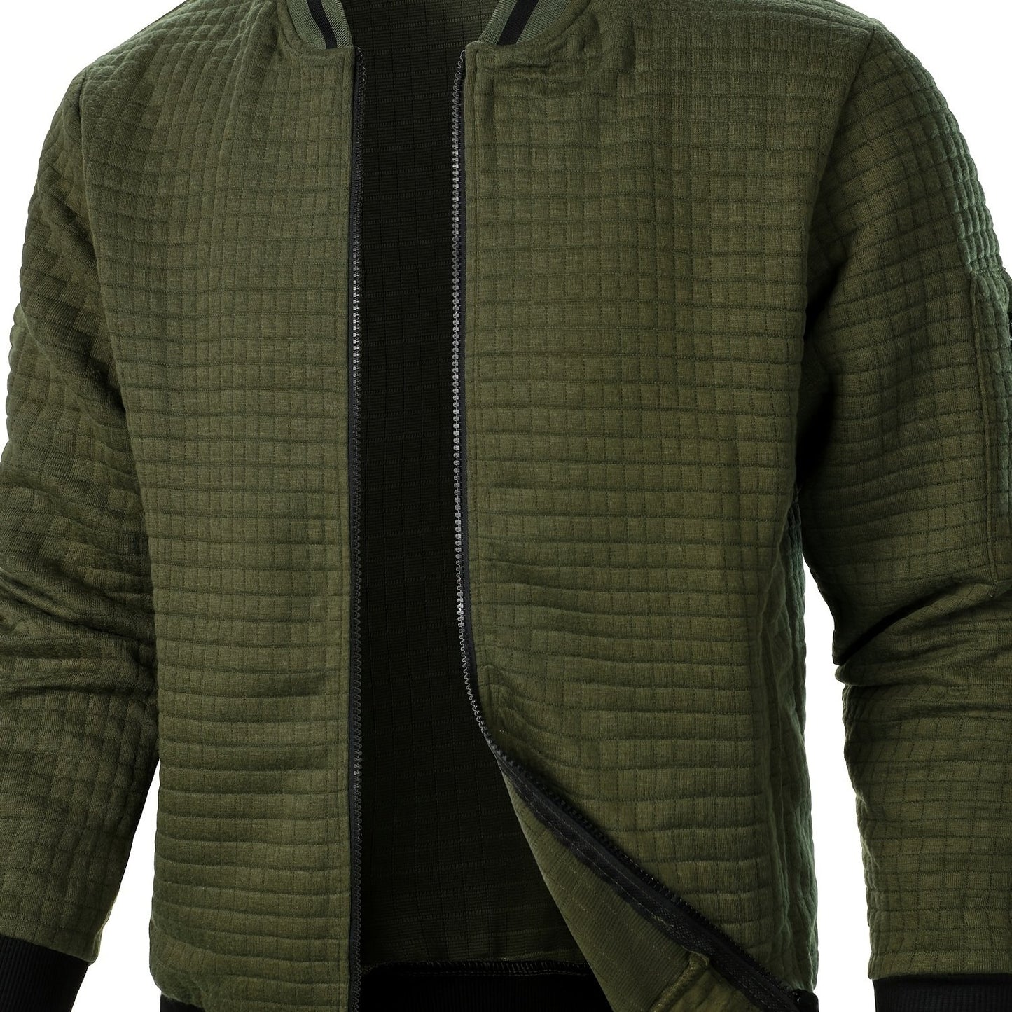 Men'S Zip-Up Jacket - Full-Zip Front Closure, Stand Collar, Lightweight Outerwear for Office, Casual & Formal Events - Spring/Fall Transitional Clothing - Easy-Care Modern Men'S Coat, Zip Up Jacket, Autumn Layering, Sleek Des