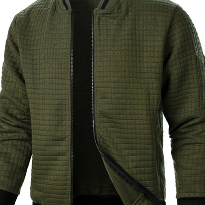 Men'S Zip-Up Jacket - Full-Zip Front Closure, Stand Collar, Lightweight Outerwear for Office, Casual & Formal Events - Spring/Fall Transitional Clothing - Easy-Care Modern Men'S Coat, Zip Up Jacket, Autumn Layering, Sleek Des