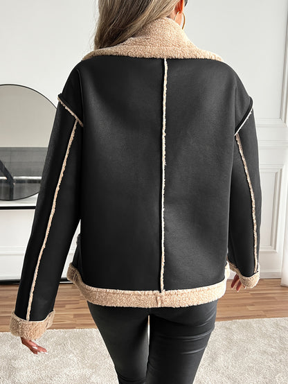 Women's Elegant Motorcycle Jacket - Heavy-Duty Winter Coat, Brown, Non-Stretch Motorcycle Outerwear for Cold Weather Riding & Everyday Chic - Machine Washable Outer Jacket, Seasonal Fashion, Classic Design, Premium Detailing,