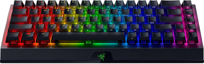 Razer Blackwidow V3 Mini Hyperspeed 65% Wireless Mechanical Gaming Keyboard: Yellow Mechanical Switches Linear & Silent - Phantom Pudding Keycaps - Chroma RGB - up to 200 Hr Battery - Snap Tap