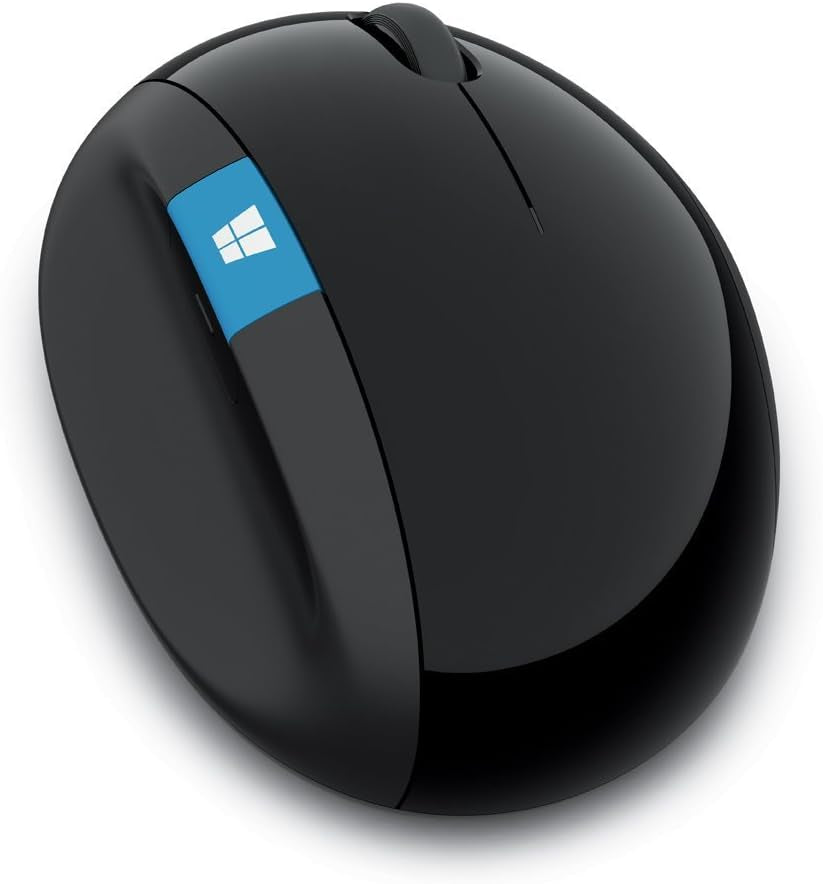 Microsoft Sculpt Ergonomic Mouse, Black - Wireless Mouse for Natural Wrist Comfort with 4-Way Scroll Wheel for Pc/Laptop/Desktop, Works with Mac/Windows 8/10/11 Computers