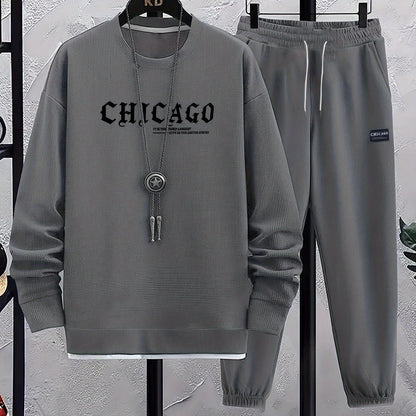 Տղամարդու առօրյա երկար թևքերով տպագիր կոստյումի հավաքածու