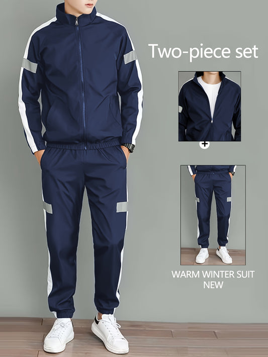 2 հատ տղամարդու գարնանային/աշնանային առօրյա երկար թևքերով սպորտային հագուստի հավաքածու՝ կանգնած օձիքով