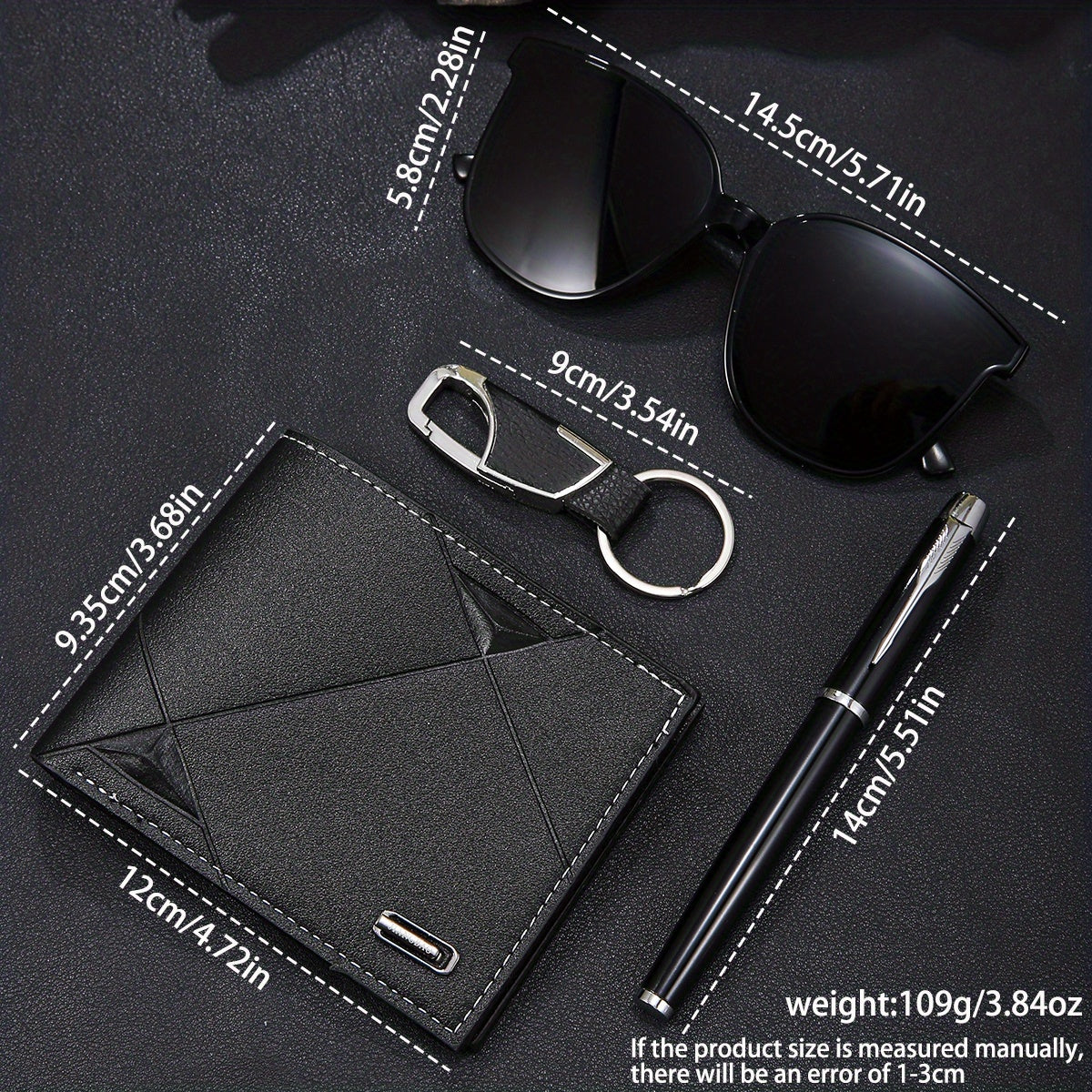 6pcs New Popular Large Dial Watches + Prayer Beads + Keychain And Pen + Stylish Travel Glasses + Business Wallet, Making You Vibrant in Life, Suitable for Various Occasions Such As Valentine'S Day, Dates, Christmas, Halloween