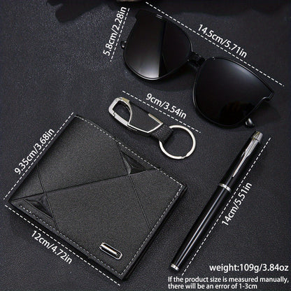 6pcs New Popular Large Dial Watches + Prayer Beads + Keychain And Pen + Stylish Travel Glasses + Business Wallet, Making You Vibrant in Life, Suitable for Various Occasions Such As Valentine'S Day, Dates, Christmas, Halloween