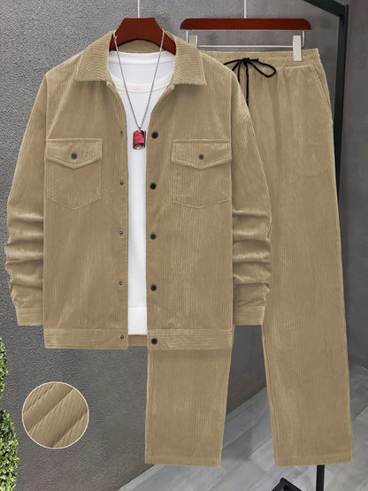 Տղամարդկանց 2 հատանոց հյուսված գործվածքից պատրաստված աշխատանքային պայուսակի, երկար թևքերով բաճկոնի և լարով ձգվող առօրյա, ազատ տաբատի հավաքածու