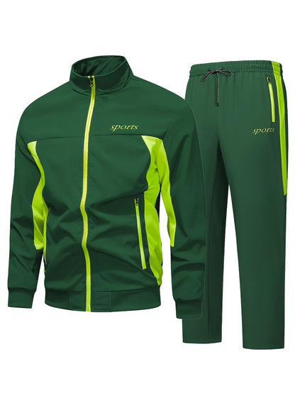 Comfortable Men's Casual Patchwork Sport Suit Jacket and Trousers Tracksuit, Streetwear Set, Casual Sportswear, Sporty Look, Stylish Tracksuit, Quality Stitching, Comfortable Fabric, Twopiece Suit, Matching Outfit, Urban Styl