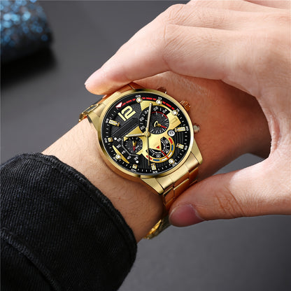 3 հատ տղամարդու ժամացույցի, գոտու և դրամապանակի հավաքածու | Նորաձև սպորտային, գործնական, հանգստի, գեղեցիկ և նորաձև, հատուկ մշակված տղամարդկանց համար, առանց նվերի տուփի