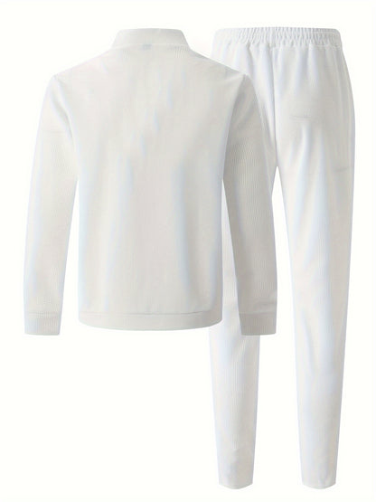 Բեյսբոլի օձիքով բաճկոնի և տաբատի հավաքածու՝ վաֆլի գործվածքից