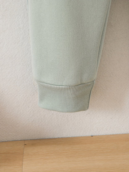 Տղաների հարմարավետ բրդյա աստառով վերնաշապիկի և սպորտային տաբատի հավաքածու - ձիթապտղի կանաչ, առօրյա ձմեռային հագուստ գրպաններով, հաստ տաքություն աշնան և ձմռան համար, սովորական չափսի, առօրյա հագուստ, բացօթյա օգտագործման համար