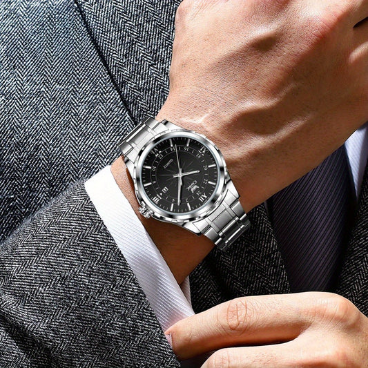 Men'S Watch with Night Illumination, Stylish Luxury Timepiece, Quartz Watch for Business Professionals.