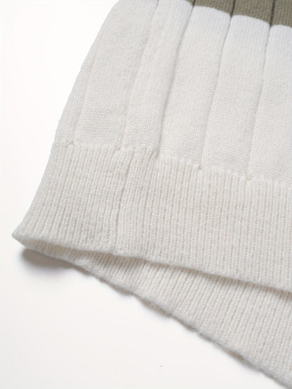 Men'S Stylish Striped Knit Pullover Sweater - Casual Round Neck, Suitable for Wearing in Spring, Autumn, And Winter